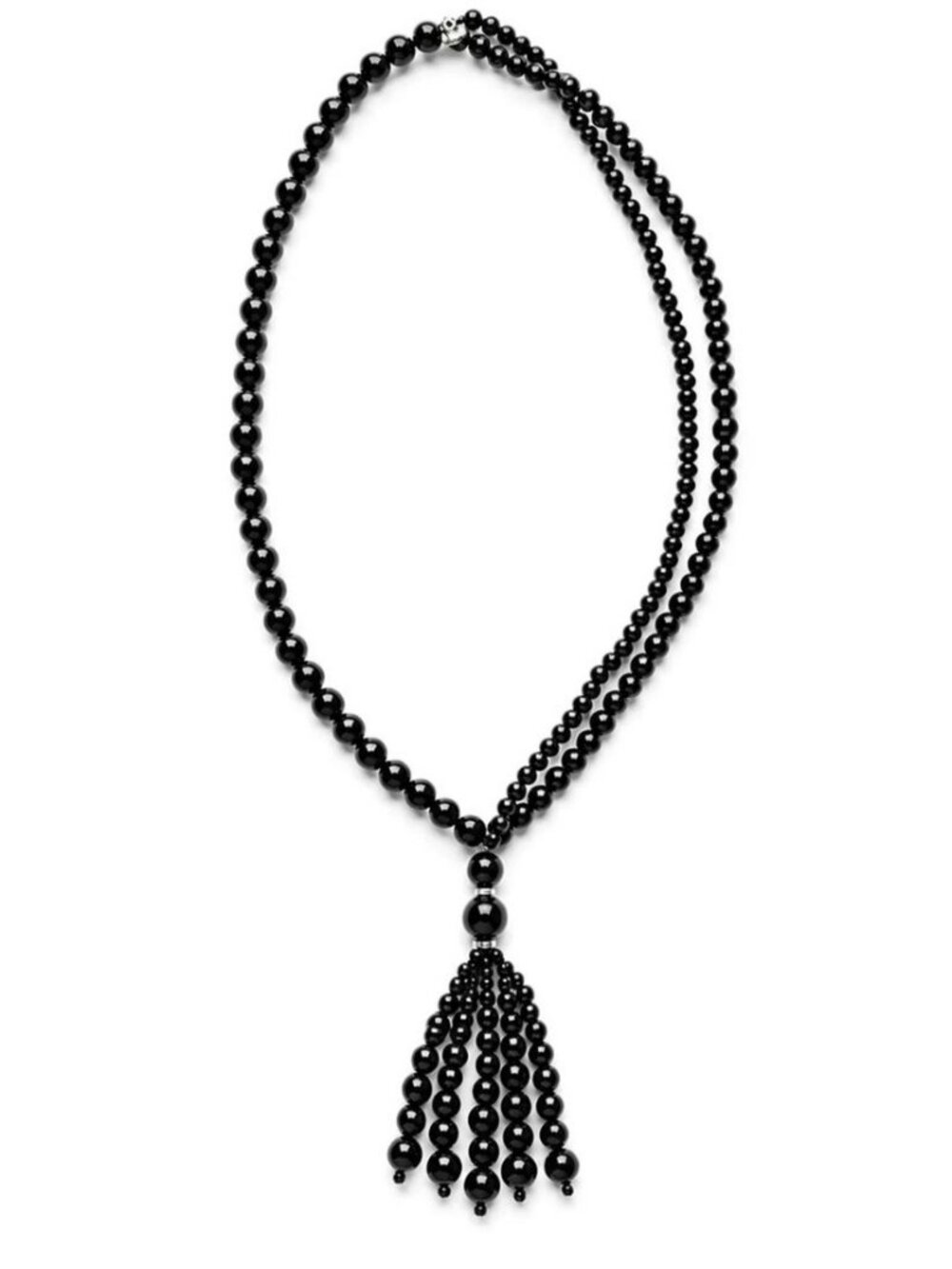 Mayamar Obsidian Black Mare Long Beaded Necklace New